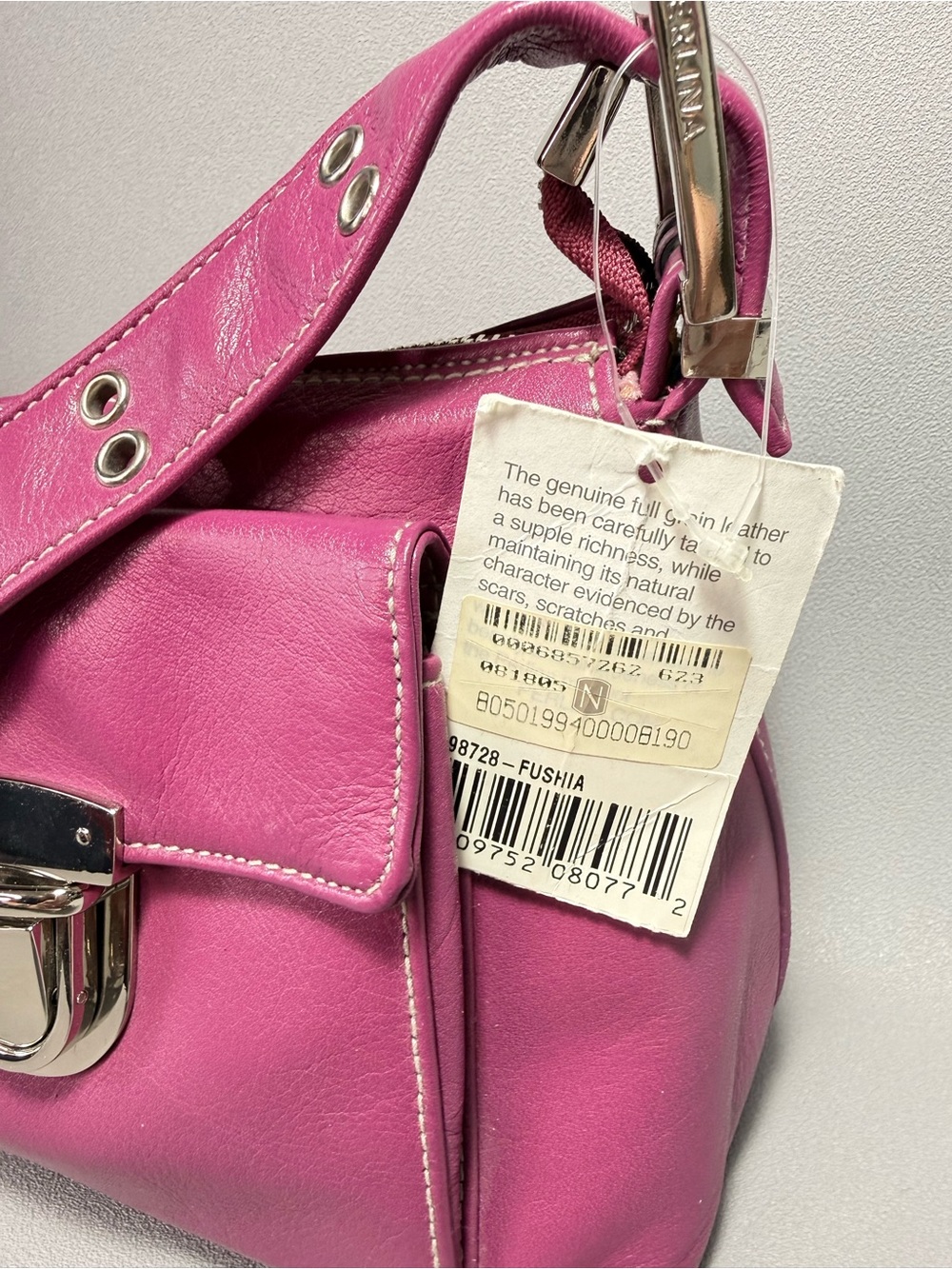 Perlina Vintage Y2K Multi-Pocket Fushia Pink Leather Shoulder Bag NWT - Picture 6 of 16